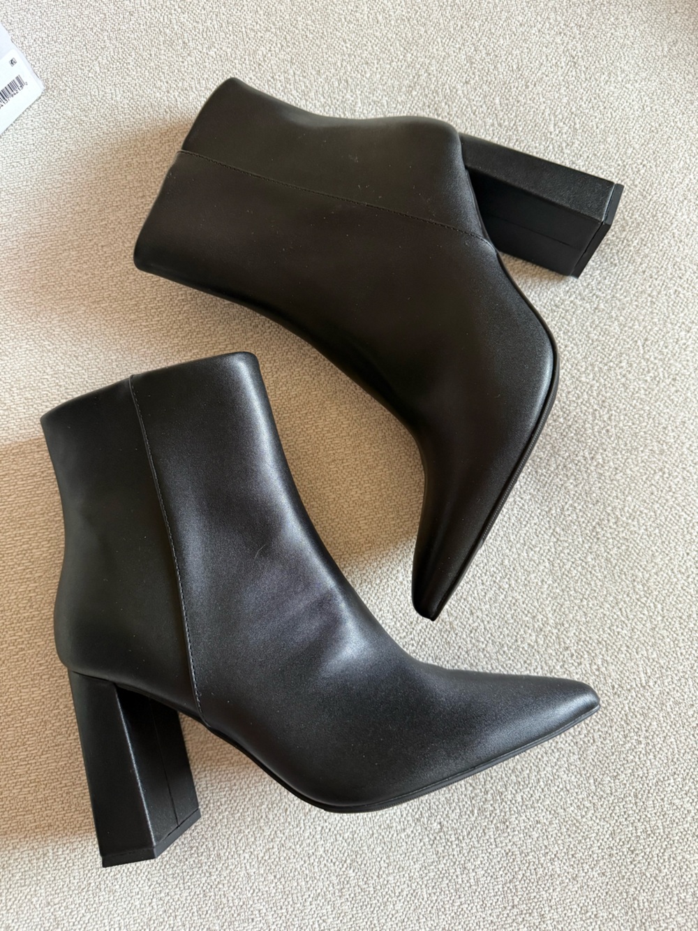 Wild Pair Black Pointed High Block Heel Ankle Boots